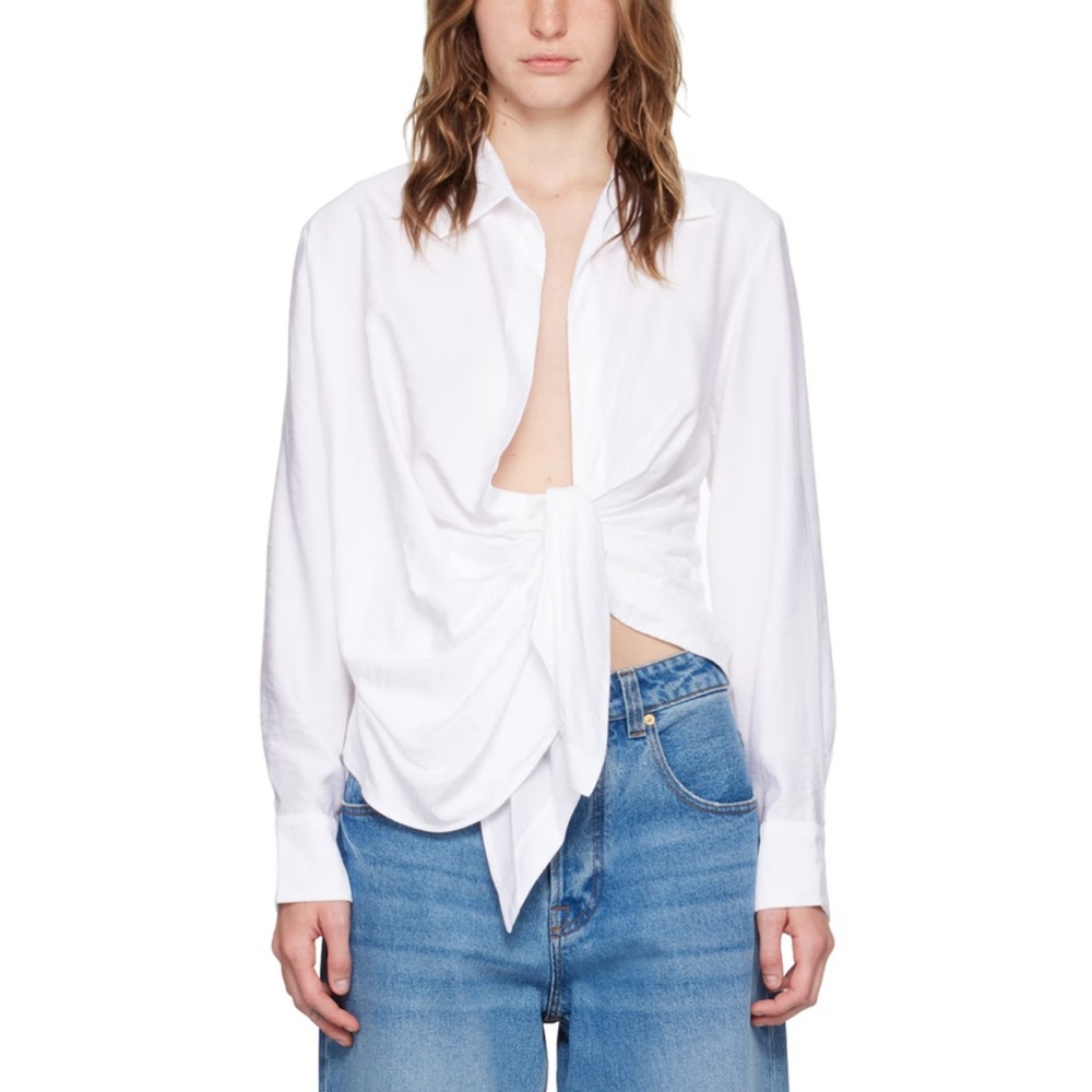Jacquemus Elegant White Tie-Front Shirt